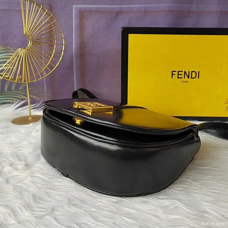 Cheap HOT Calf Fendi Bag Leather Black C'mon In Medium 0629